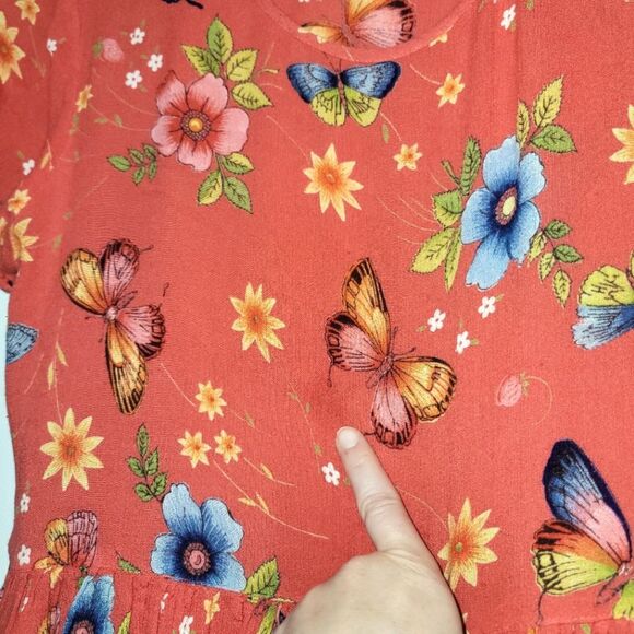Bila Vintage Butterfly Floral Midi Dress Medium - Picture 4 of 12